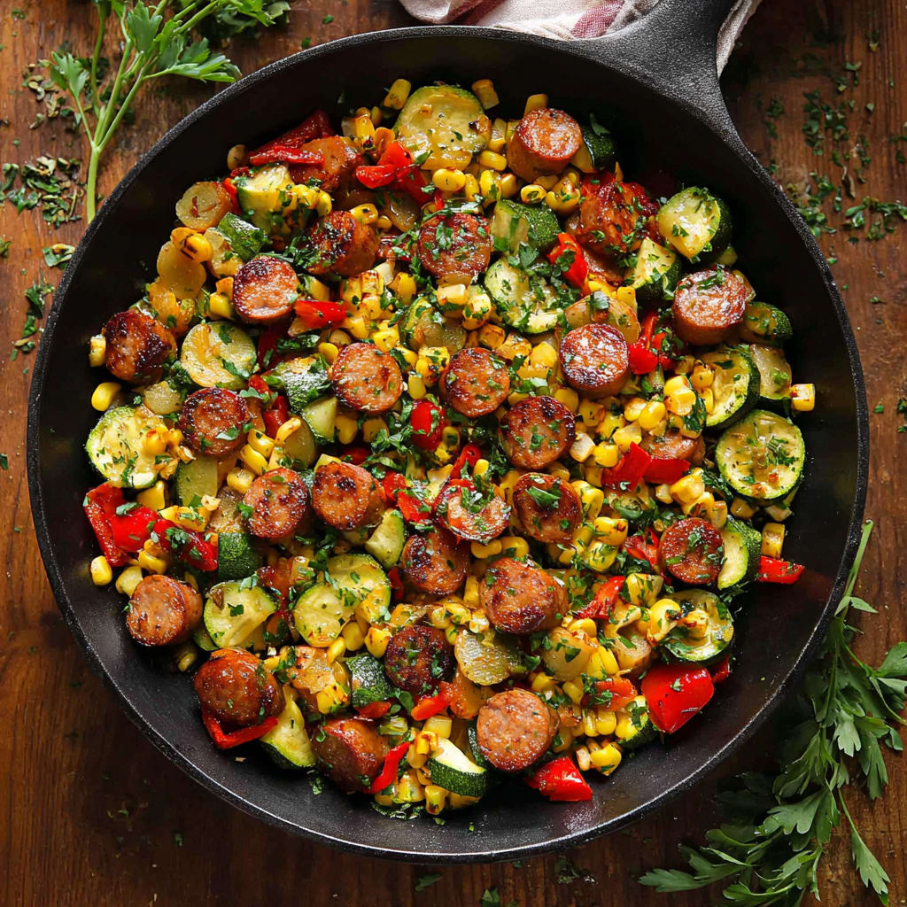 One Pan Sausage and Veggies Skillet
