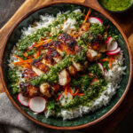 Peruvian Chicken and Rice with Green Sauce