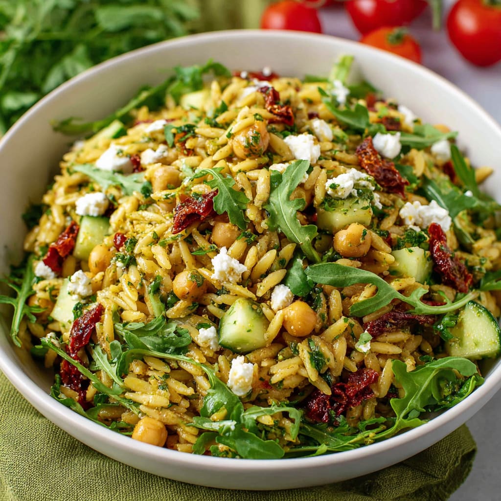 Sundried Tomato Orzo Pesto Salad