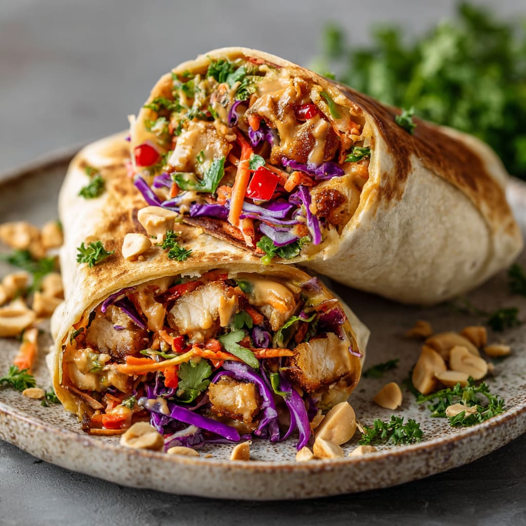 Thai Chicken Wrap with Crunchy Asian Slaw