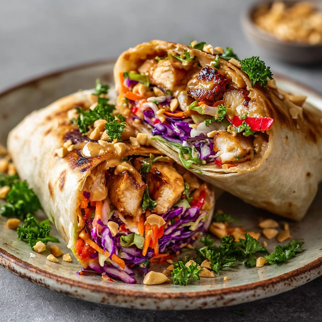 Thai Chicken Wrap with Crunchy Asian Slaw