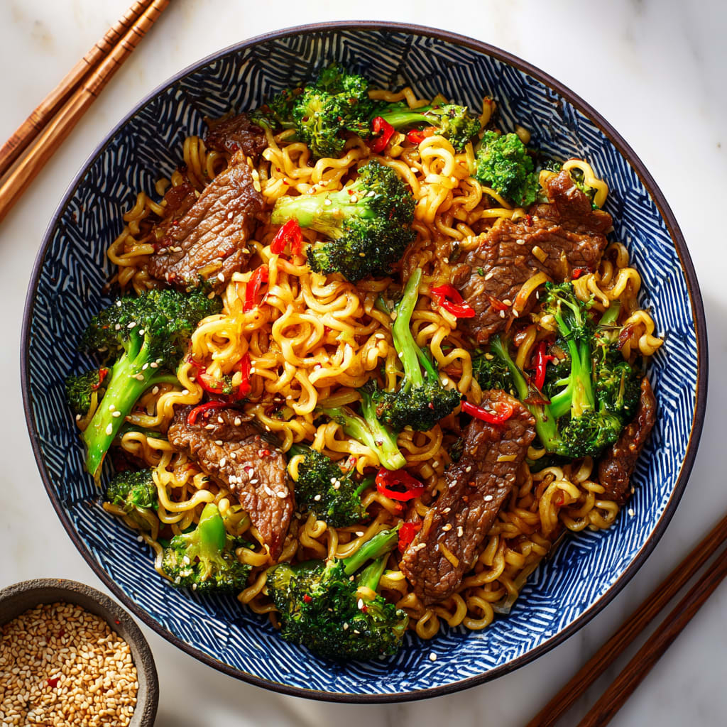 Beef and Broccoli Ramen Stir Fry
