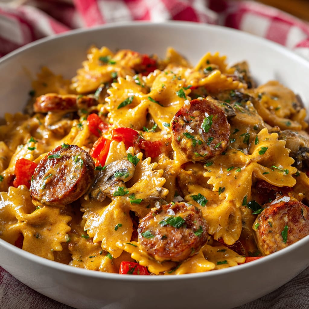 One Pot Creamy Cajun Sausage Pasta